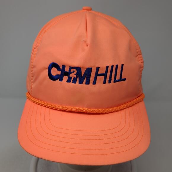 CH2M Hill Snapback 5 Panel Cap Orange One Size Adjustable Rope Speedway - Picture 2 of 10